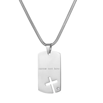 Collar colgante personalizado de acero inoxidable con etiqueta de perro cruz militar del ejército para hombre Foto 1 de 4