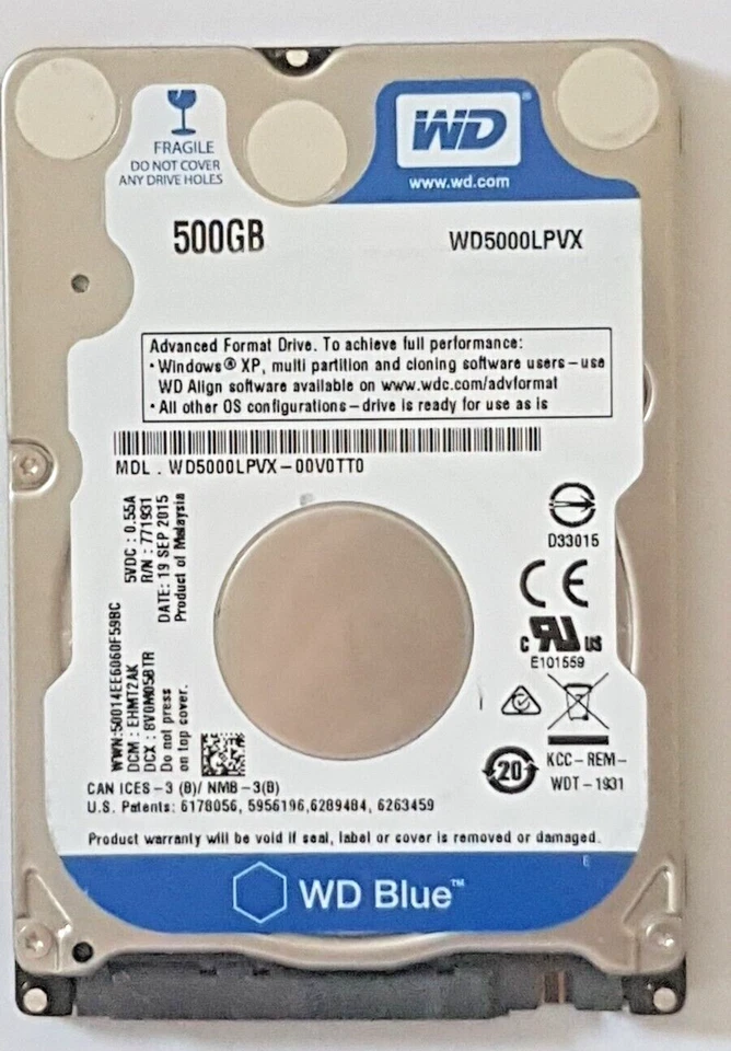 500 GB SATA Western Digital WD5000LPVX-00V0TT0 5400rpm 8MB HDD 2,5" Disco Rigido - Immagine 1 di 1