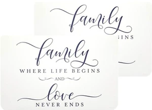 Set of 2 Plastic Placemats (11"x17") FAMILY WHERE LIFE BEGINS,LOVE NEVER ENDS,GR - Picture 1 of 24