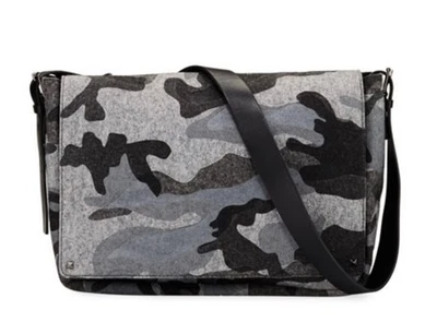 New Authentic Valentino Garavani Camo Grey / black Wool crossbody Messenger Bag - Image 1 of 4