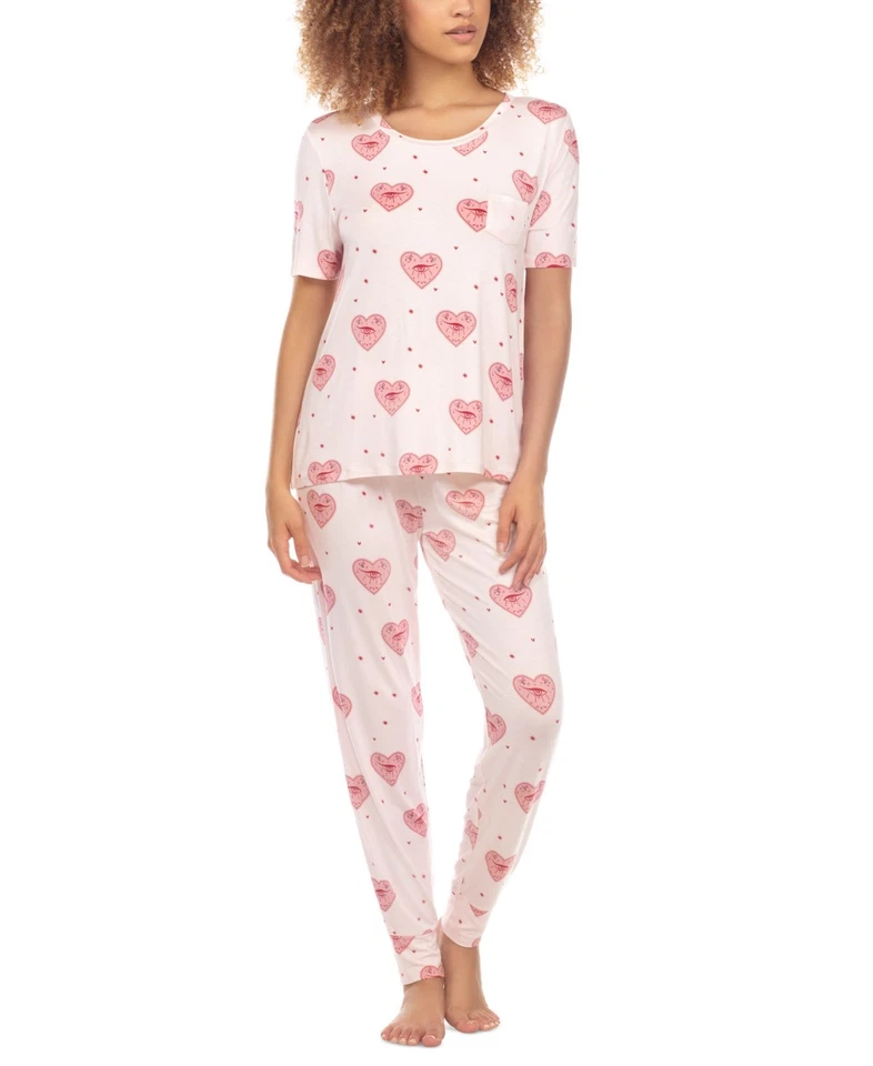 Honeydew Happy Place para mujer 2 piezas Juego de Pijama Estampado - Corazones Puros, PEQUEÑO Foto 1 de 1