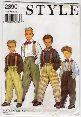 1993 Style Sewing Pattern #2390 Boys Shirt Pants Bow Tie Size 5-10 Uncut - Image 1 of 4