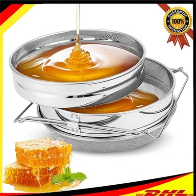 2x Edelstahl Doppel Bienenzucht Imker Honig Sieb Filter Schmutzfänger Honigsieb - Bild 1 von 4