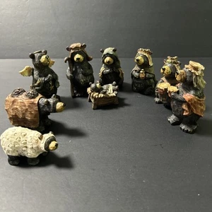Kurt Adler Handpainted Bear Nativity 9-Piece Set Holy Family Wisemen Christmas - Picture 1 of 24
