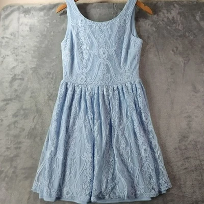 Mystic Womens Blue Lace Fit and Flare Dress Sleeveless Party Elegant soft girl - Image 1 of 4