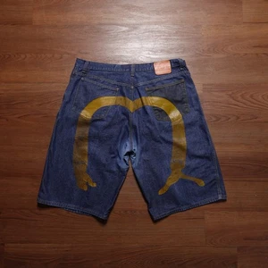 Vintage Y2K Evisu Genes Baggy Denim Shorts Sz 42x15 - Picture 1 of 9