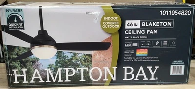 Hampton Bay Blaketon 46 in. Matte Black Ceiling Fan with Integrated LED & Remote - Image 1 of 4