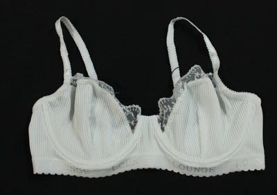 Sujetador de balcón Lounge para mujer acanalado con aros bordado EH6 blanco talla 34DD NUEVO CON ETIQUETAS Foto 1 de 3