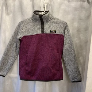 LL BEAN Girls Quarter Snap Fleece Purple Gray Size M 10/12 L.L. Bean EUC - Picture 1 of 8