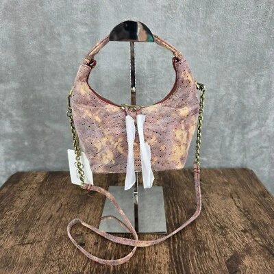 HOBO Astrid Small Crossbody Autumn Sky Red Tan Leather Top Handle Zip Close New - Image 1 of 4