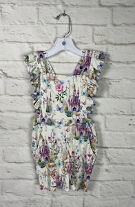 POSH PEANUT Girls Katrina Princess Print Shorts Overalls Size 5T-6T - Picture 1 of 4