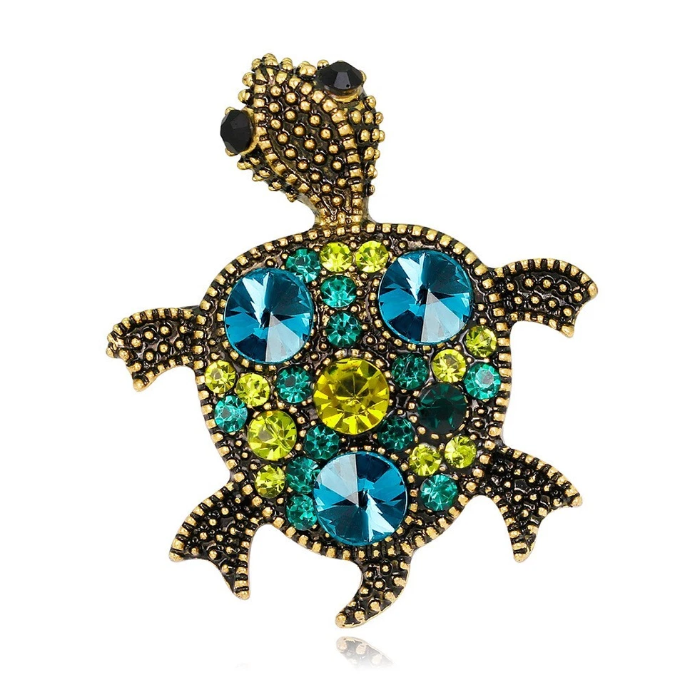 Rhinestone Crystal Animal Green Turtle Coat Suit Brooch Pin Fashion Accessories - image 1 of 1