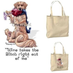 Bolso de Mano Golden Retriever Perro Vino Perra Dibujos Animados Artista Lona Mercado de Comestibles - Imagen 1 de 3
