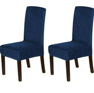 H.Versailtex Stretch Dining Chair Covers Set Of 2 Chair Covers Navy - Picture 1 of 7