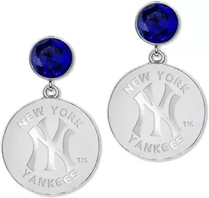 Game Time NY Yankees Dangle Earrings; New York Officially Licensed MLB - Picture 1 of 3