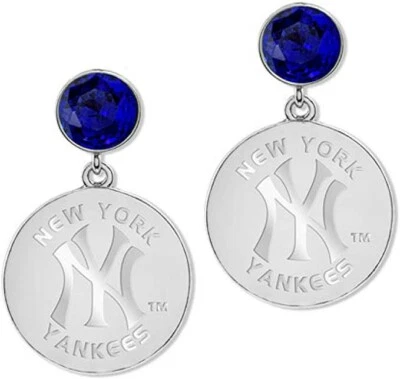 Game Time NY Yankees Dangle Earrings; New York Officially Licensed MLB - Image 1 of 3