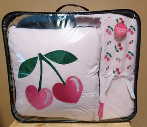 Juicy Couture Reversible Pink/Blue QUEEN 8p Comforter Set w/Cherry Sheets&Pillow - Picture 1 of 5