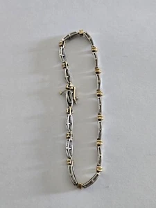 10k Yellow White Gold Diamond Link Bracelet 7" Nice NOT SCRAP 7 Grams - Picture 1 of 5