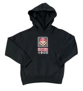 Nintendo Super Mario Hoodie Boys Black Fleece Pullover Sweater Sz 8 NWT - Picture 1 of 3