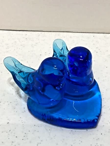 Vintage Bluebirds Of Happiness mundgeblasenes Glasschild 4-3/4" Leo Ward 1993 signiert - Bild 1 von 10