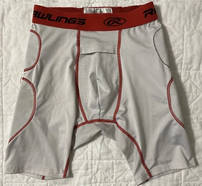 Rawlings Boys' Baseball Slider Short, Large, White/Red - Image 1 of 4