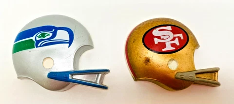 2 Vintage Seattle Seahawks San Fran 49ers Magnet Russ Berrie NFL Football Helmet Cover