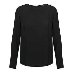 Famous Black Chiffon Top New Womens Keyhole Neck Detail Long Sleeve Blouse Shirt - Picture 1 of 4