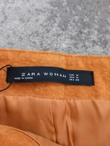 zara rough real suede tan coffee brown skirt stitched waistband great with boots - Picture 1 of 3