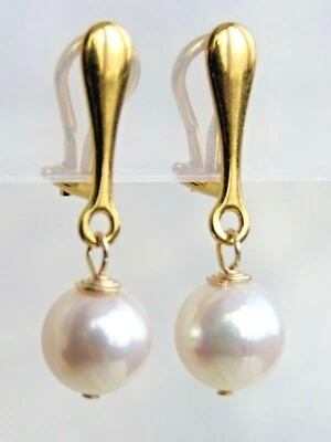 925 Sterling Silver Gold Vermeil Freshwater Pearl Clip On Earrings   - Image 1 of 4