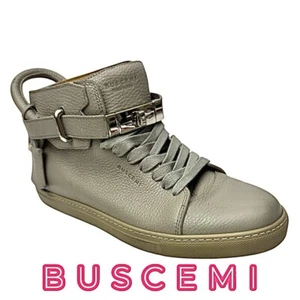 Buscemi High Top Men’s Sneaker Gray Leather Size EU 41 US 8.5 Pre-Owned - Picture 1 of 12