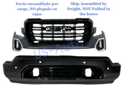 Fit 2019 - 2021 GMC Sierra 1500 Front Bumper Complete Assembly Black w/park asis - Image 1 of 4