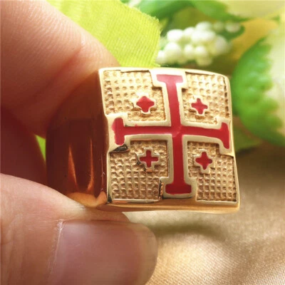 Anel cruzado vintage Cruzadas Cavaleiros Templários aço inoxidável motociclista tamanho 7-13 - Imagem 1 de 4