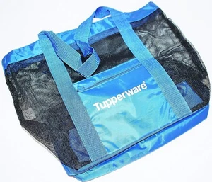 Tupperware Cooler Bolso de Malla Picnic Playa Piscina Bolsa de Viaje Aislada con Cremallera Azul - Imagen 1 de 1