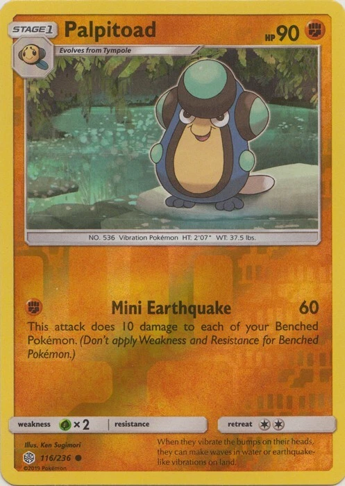 Reverse Holo Palpitoad 116/236 Common SM - Cosmic Eclipse Pokemon TCG - Image 1 of 1