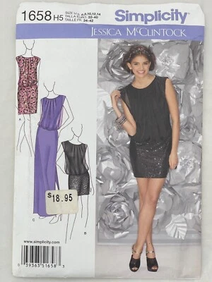Simplicity Pattern 1658 Jessica McClintock Cocktail Dress 3 Lengths H5 Sz 6-14 - Image 1 of 2