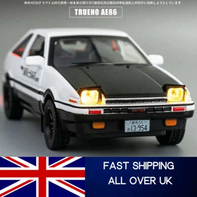 1/32 Initial D AE86 Toy Car Diecast Toyota Miniature Model Pull Back Sound Light - Image 1 of 4