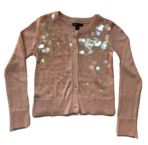 Gap Kids Girls Soft Peachy Blush Pink Sequin Holiday Cardigan Sweater Size XL 12 - Picture 1 of 2