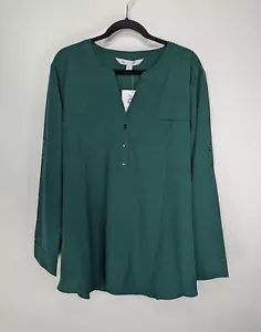Lilac Bloom Green Pocket V-Neck Long Sleeve Tunic Top Size 3XL NWT - Picture 1 of 5