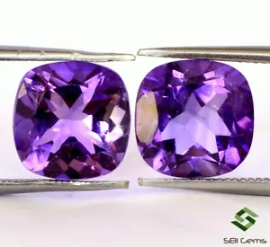 Certified Natural Amethyst Cushion Cut Pair 10x10 mm 7.27 Cts Loose Gemstones - Picture 1 of 6