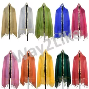 Women Art Silk Dupatta Plain Scarf Stole Fancy Wrap Soft Long Chunni Party Wear - Picture 1 of 54