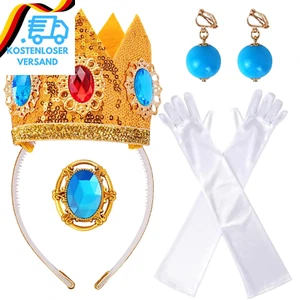 Goenb Prinzessin Peach Kostüm Zubehör, 4 Stück Set Von Prinzessin Peach Krone/Oh - Bild 1 von 12