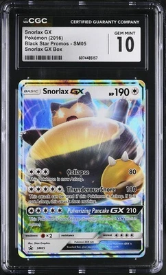 CGC 10 GEM MINT Snorlax GX Pokemon Card Black Star Promo SM05 Snorlax GX Box - Image 1 of 2