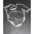 PAT PEARLMAN DESIGNS 925 STERLING SILVER  SALMON NECKLACE AND BRACELET SET SKY