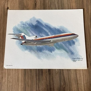 Vintage 80s Nixon Galloway United Litho Print Airplane Travel - Bild 1 von 7
