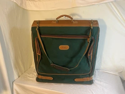 Juego de equipaje T. Anthony NY vintage de 2 piezas con adornos de lona y cuero Foto 1 de 4