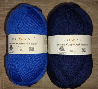 Rowan Pure Wool Worsted – 2x 100g – 149 Navy / 146 Periwinkle – 100% Wolle - Bild 1 von 3