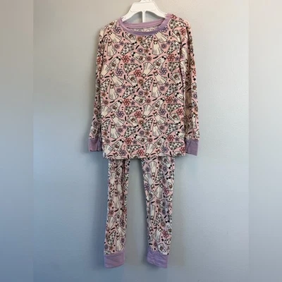 Dream Big Little Co Bambú PJ Set Niñas Talla 7/8 Rosa Púrpura Halloween Fantasmas Foto 1 de 4
