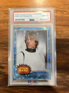 2022 TOPPS CHROME SAPPHIRE ED STAR WARS #1 LUKE SKYWALKER PSA 10 - Picture 1 of 2