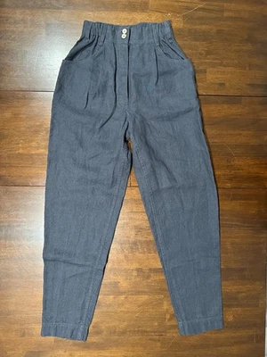 NEW notperfectlinen Damme high-waisted pleated front pants, XS, Charcoal Blue - Image 1 of 4