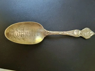 古董复古纯银925美洲原住民罗切斯特纪念品勺子华莱士 — 第 1/4 张图片